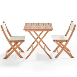 Flash Sale RETIF Ensemble Table Carr E Pliante (70 X 70 Cm) + 2 Chaises Pliantes Blanc