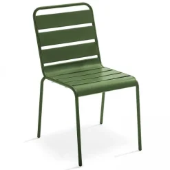 Fashion RETIF Ensemble Table D'Exterieur Et 8 Chaises En M Tal Vert Cactus
