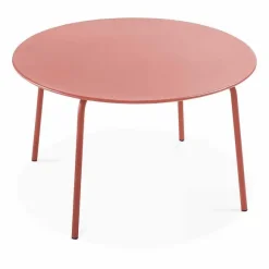 Best Sale RETIF Ensemble Table D'Exterieur Ronde Et 6 Fauteuils Acier Argile