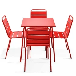 Shop RETIF Ensemble Table D'Exterieur Et 4 Chaises En M Tal Rouge