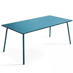 Hot RETIF Ensemble Table D'Exterieur Et 8 Chaises En M Tal Bleu Pacific