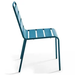 Hot RETIF Ensemble Table D'Exterieur Et 8 Chaises En M Tal Bleu Pacific