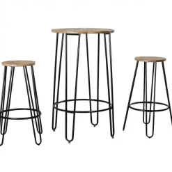 Outlet RETIF Ensemble Table Haute Et Tabourets En M Tal Et Bois D'Orme Huil