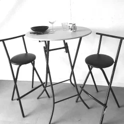 Best Sale RETIF Ensemble Table Mange Debout Ronde + 2 Tabourets Tissus /Vinyle.