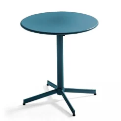 Store RETIF Ensemble Table Ronde Et 2 Chaises D'Exterieur Bistrot En M Tal Turquoise
