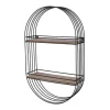 New RETIF Etagere Ovale M Tal Noir Et Bois 2 Niveaux