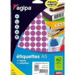Discount RETIF Etui A5 ( 10F ) De 960 Pastilles Gommettes Rondes 15 Mm Mauve
