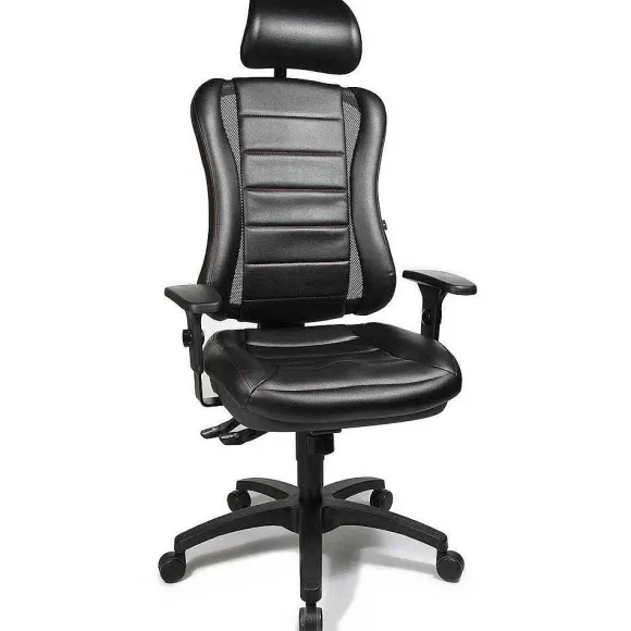 Best RETIF Fauteuil Baquet Simili Cuir Noir Surpiqu En Rouge