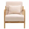Discount RETIF Fauteuil Beige Lounge Scandinave Avec Structure Bois Et Tissu 66X84X75 Cm