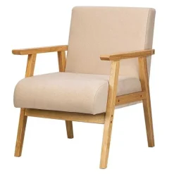 Store RETIF Fauteuil Beige Scandinave Avec Structure Bois 60X70X76 Cm