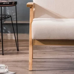 Store RETIF Fauteuil Beige Scandinave Avec Structure Bois 60X70X76 Cm