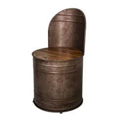 New RETIF Fauteuil Bidon Assise Fer Et Bois Cir H88.5 47.5 Assise H48.5