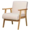 Fashion RETIF Fauteuil Blanc Scandinave Avec Structure Bois 60 X 70 X 76 Cm