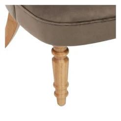 Best RETIF Fauteuil Crapaud En Velours Gristaupe Et Pieds En Bois