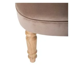 Best RETIF Fauteuil Crapaud En Velours Gristaupe Et Pieds En Bois