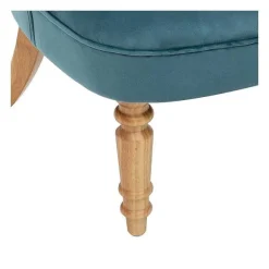 Shop RETIF Fauteuil Crapaud En Velours Bleu Et Pieds En Bois
