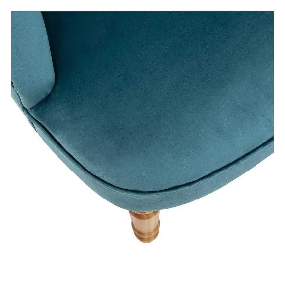 Shop RETIF Fauteuil Crapaud En Velours Bleu Et Pieds En Bois