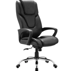 Best RETIF Fauteuil De Bureau En Cuir Reconstitu Noir Avec Coussin D'Assise