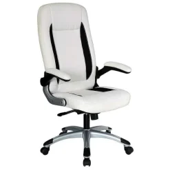 Clearance RETIF Fauteuil De Direction En Pu Blanc Et Noir. Accoudoirs Relevables
