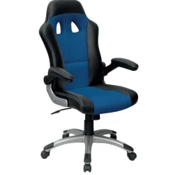 Outlet RETIF Fauteuil De Direction En Pu Et Tissu Nid D'Abeille Noir Et Bleu + Accoudoirs