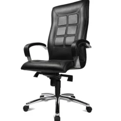 Fashion RETIF Fauteuil De Direction R Tro Cuir Noir Avec Coussin Quadrill
