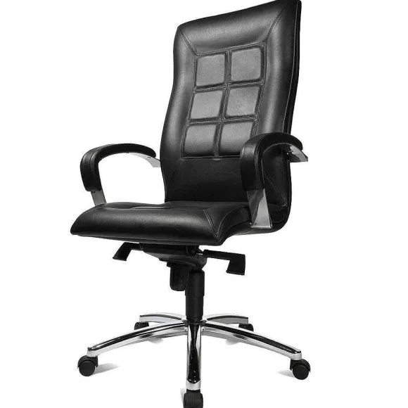 Fashion RETIF Fauteuil De Direction R Tro Cuir Noir Avec Coussin Quadrill