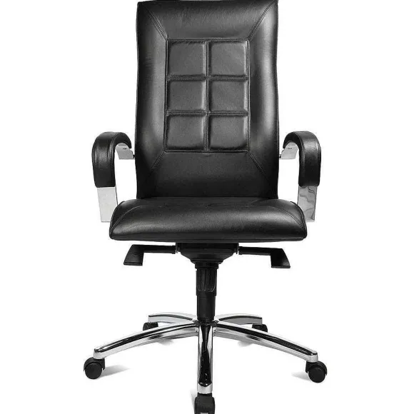 Fashion RETIF Fauteuil De Direction R Tro Cuir Noir Avec Coussin Quadrill