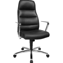Discount RETIF Fauteuil De Direction Vintage Cuir Noir Avec Structure Chrom E