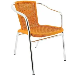 New RETIF Fauteuil D'Ext Rieur Empilable En Aluminium Et Polypropyl Ne Tress Blain Orange