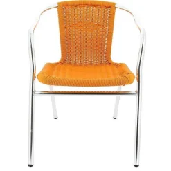 New RETIF Fauteuil D'Ext Rieur Empilable En Aluminium Et Polypropyl Ne Tress Blain Orange