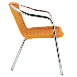 New RETIF Fauteuil D'Ext Rieur Empilable En Aluminium Et Polypropyl Ne Tress Blain Orange