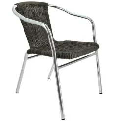 Sale RETIF Fauteuil D'Ext Rieur Empilable En Aluminium Et Polypropyl Ne Tress Blain Gris