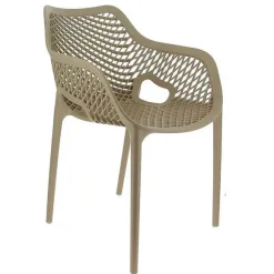 Hot RETIF Fauteuil Empilable D'Ext Rieur En Polypropyl Ne Air Coloris Taupe Par 4