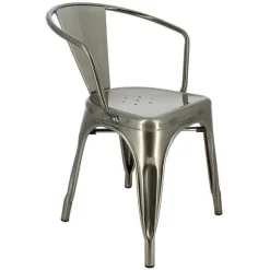Store RETIF Fauteuil Empilable D'Int Rieur Chicago En Acier Gris Style Industriel