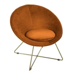 Discount RETIF Fauteuil En Velours Ambre Et Pieds En M Tal Dor