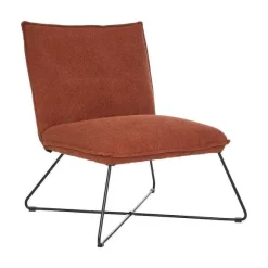 New RETIF Fauteuil En Velours C Tel Terracotta Et Pieds En M Tal Noir
