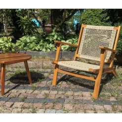 Cheap RETIF Fauteuil Interieur Et Exterieur En Acacia Massif Et Corde Salvador