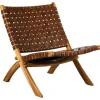 Clearance RETIF Fauteuil Pliant En Teck Et Cuir Brun 65X79X68