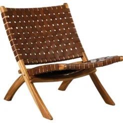 Clearance RETIF Fauteuil Pliant En Teck Et Cuir Brun 65X79X68