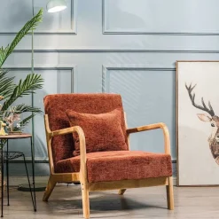 Hot RETIF Fauteuil Scandinave Avec Structure Bois Et Tissu 66X84X75Cm