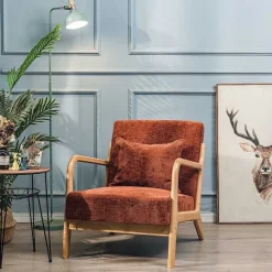 Hot RETIF Fauteuil Scandinave Avec Structure Bois Et Tissu 66X84X75Cm