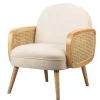 Shop RETIF Fauteuil Scandinave Beige Structure Bois Et Tissu 66X70X75Cm