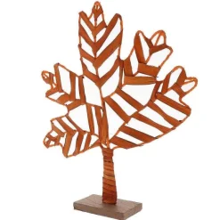 Hot RETIF Feuille Orange Sur Socle L 40 X P 8 X H47Cm