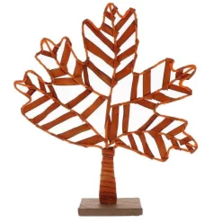 Hot RETIF Feuille Orange Sur Socle L 40 X P 8 X H47Cm