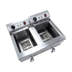 Best RETIF Friteuse Acier Inox 2 Bacs 16 Litres Cuve Et Resistance Amovible Robinet Vidan