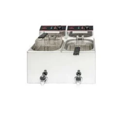Best Sale RETIF Friteuse Double Cuve 10 Litres Avec Couvercle Inox Et Avec Robinet De Vidange