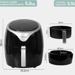 Cheap RETIF Friteuse Lectrique Sans Huile Grande Capacit 5,5 Litres 1700 Watts Cran Tac