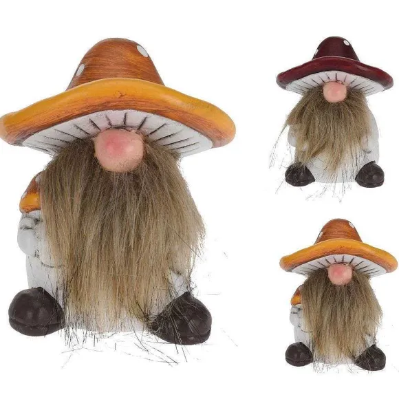 New RETIF Gnome Avec Chapeau Champignon H9 Cm 2 Assortis