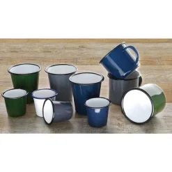 Best RETIF Gobelet En Acier Emaill Gris Et Noir 310Ml Lot De 6