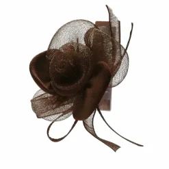 Store RETIF Grandes Fleurs Organza Et Satin Chocolat Sur Pince 5 X 3,5 Cm - Par 12 Lots De